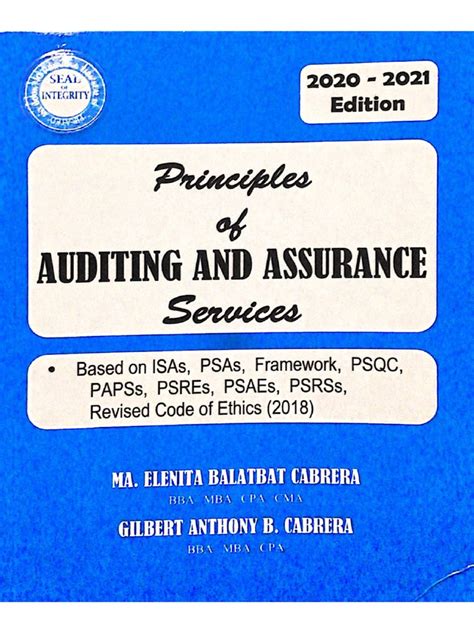 To discuss the different types of audit I. . Auditing and assurance principles pdf cabrera